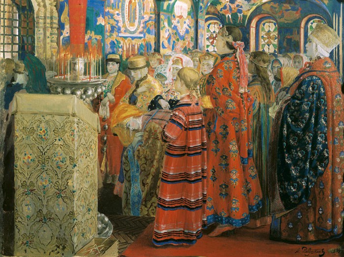 Русские женщины XVII столетия в церкви